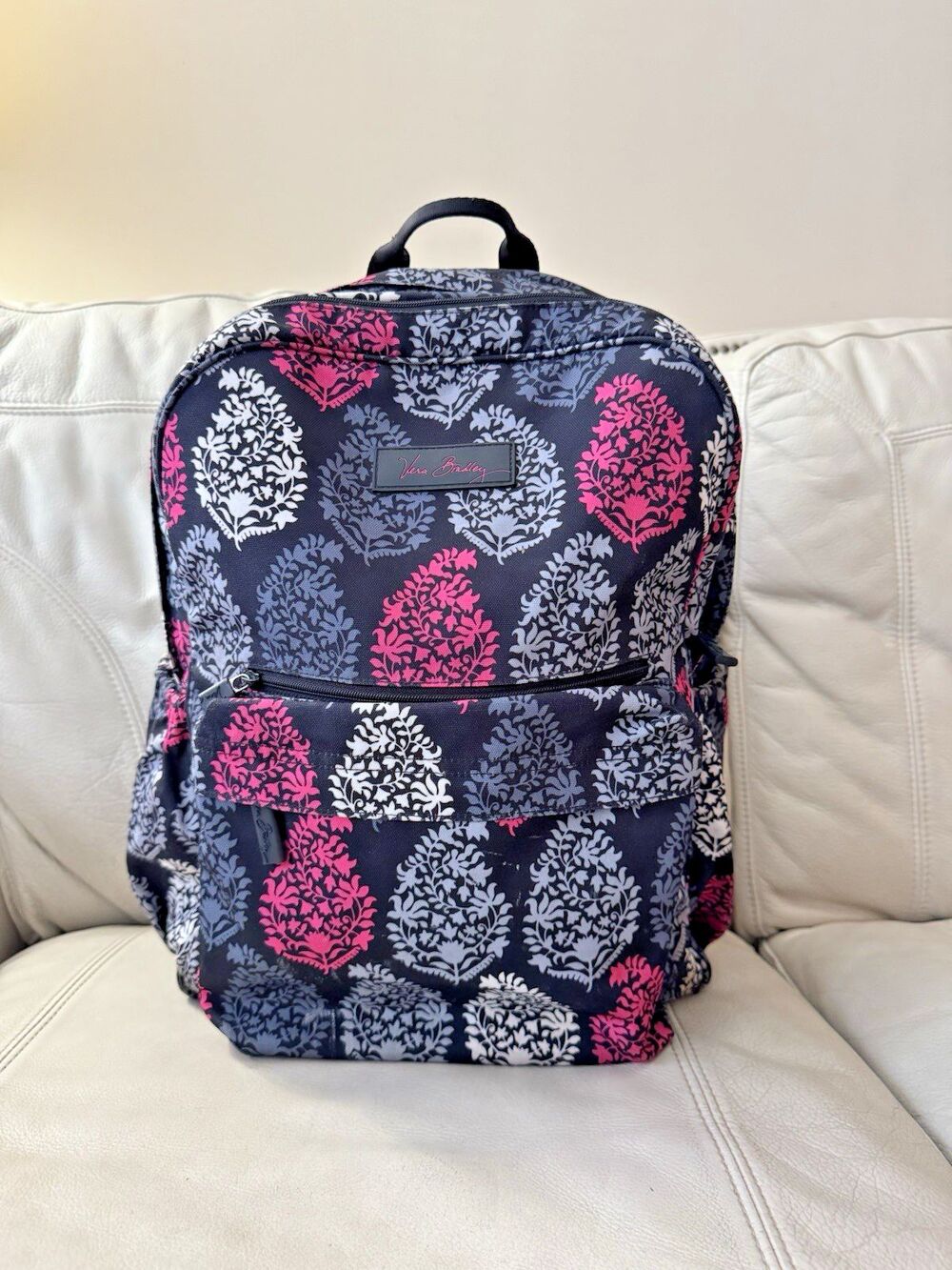 Vera Bradley Backpack Laptop Large Bag Black Pink Padded